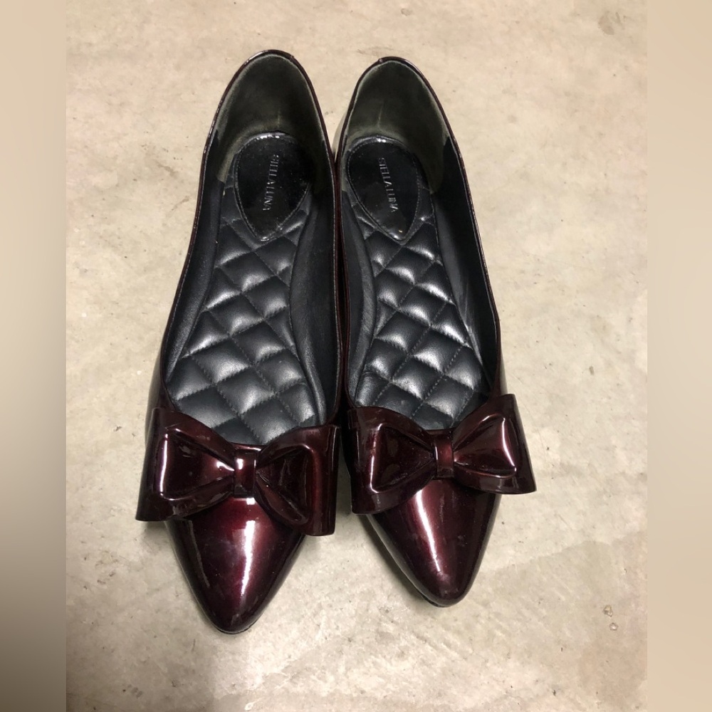 Stella Luna Burgundy polished Flats with Bow